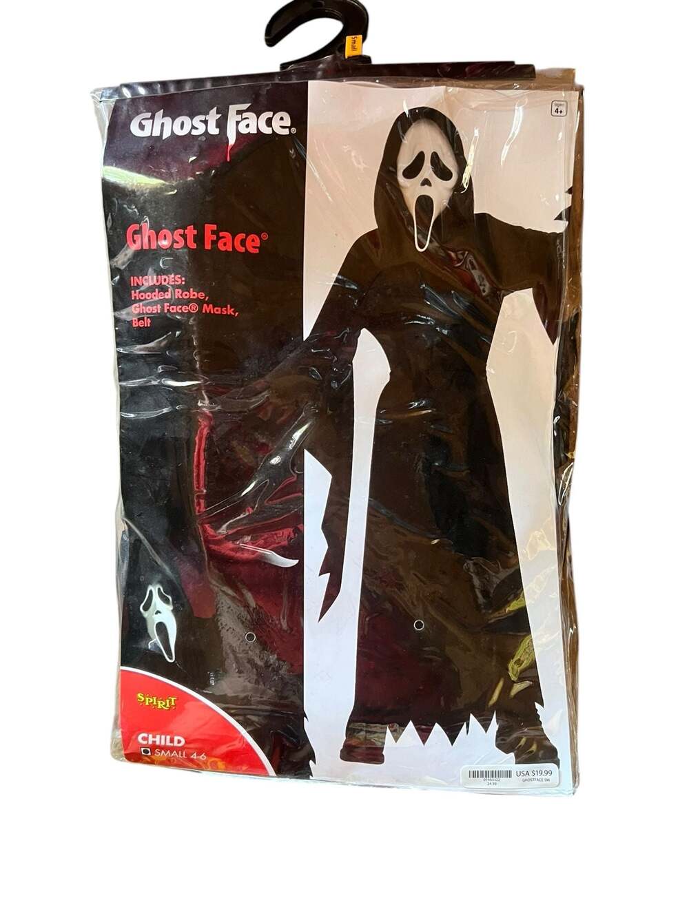 Spirit Halloween Ghost Face Child Costume Size Small 4-6 with knife included